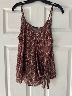 Papermoon Brown Polka Dot Tie-Front Spaghetti Strap Cami large